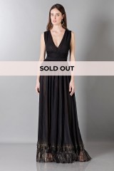 Drexcode - Long black dress with V-neck - Alberta Ferretti - Sale - 2