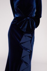 Drexcode - Long dress in blue velvet - Badgley Mischka - Rent - 3