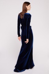 Drexcode - Long dress in blue velvet - Badgley Mischka - Sale - 3