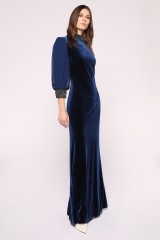 Drexcode - Velvet dress with high collar - Badgley Mischka - Rent - 2