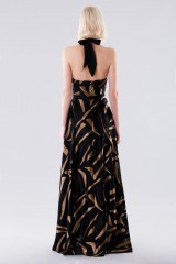Drexcode - Long dress with golden print - Halston - Sale - 3
