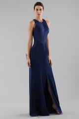 Drexcode - Blue dress with structured top - Halston - Sale - 4