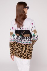 Drexcode - White cardigan with animal print - Hayley Menzies - Sale - 3