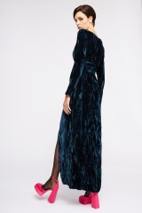 Drexcode - Blue velvet dress with slit - Jessica Choay - Rent - 4