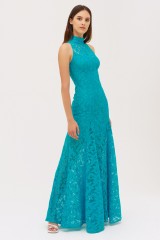 Drexcode - Turquoise high neck lace dress - Kathy Heyndels - Rent - 1