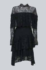 Drexcode - Short black dress with ruffles and cape sleeves - Perseverance - Rent - 2