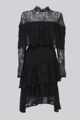 Drexcode - Short black dress with flounces and cape sleeves - Perseverance - Sale - 2