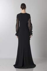 Drexcode - Silk dress with long sleeve and transparent neckline  - Ports 1961 - Sale - 2