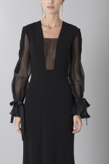 Drexcode - Silk dress with long sleeve and transparent neckline  - Ports 1961 - Sale - 3