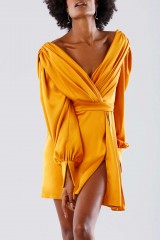 Drexcode - Short orange dress with V-neck - Rhea Costa - Sale - 2