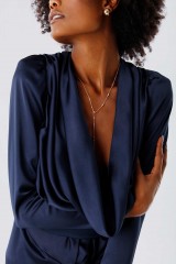 Drexcode - Blue dress with deep neckline - Rhea Costa - Sale - 5