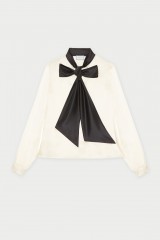 Drexcode - Camicia bianca in seta con fiocco nero - Redemption - Sale - 2
