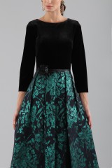Drexcode - Dress with long sleeves and brocaded skirt - Theia - Sale - 6