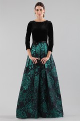 Drexcode - Dress with long sleeves and brocaded skirt - Theia - Sale - 1