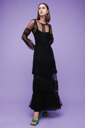 Silk dress with lace inserts and transparencies - Alberta Ferretti - Rent Drexcode - 1