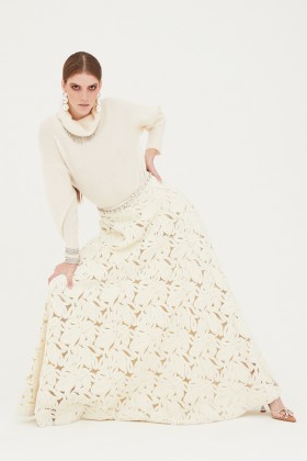 White suit with paisley skirt and sweater - Paule Ka - Rent Drexcode - 1