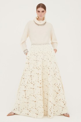 White suit with paisley skirt and sweater - Paule Ka - Rent Drexcode - 2