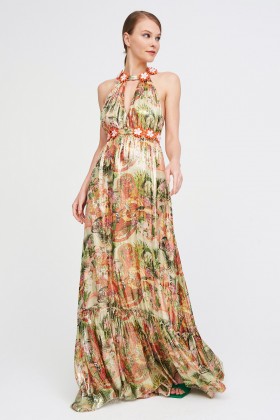 Long shiny dress with floral pattern - Piccione.Piccione - Rent Drexcode - 2