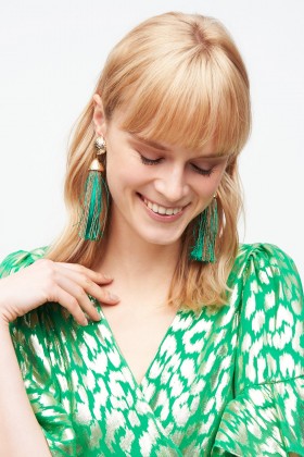 Earrings in gold and green rope - Rosantica - Rent Drexcode - 1