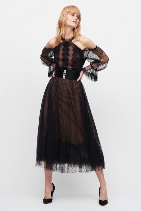 Off shoulder dress in microplumetis - Marchesa Notte - Sale Drexcode - 2