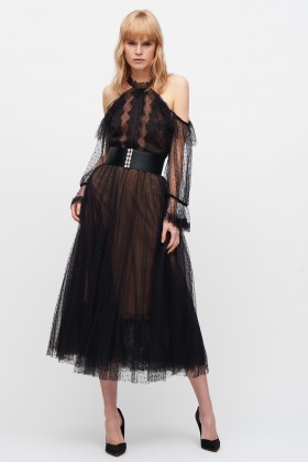 Off shoulder dress in microplumetis - Marchesa Notte - Sale Drexcode - 1