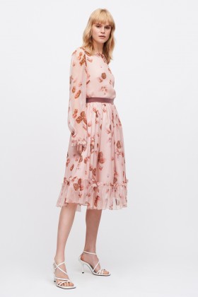 Pink dress with floral pattern and rouches - Luisa Beccaria - Rent Drexcode - 2