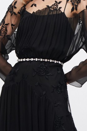 Thin belt in silk, leather and crystals - CA&LOU - Rent Drexcode - 1
