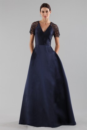 Blue dress with a back teardrop neckline - ML - Monique Lhuillier - Sale Drexcode - 1