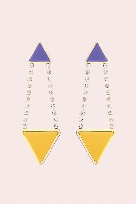 Triangle earrings in rhinestone and resin - Sharra Pagano - Rent Drexcode - 1