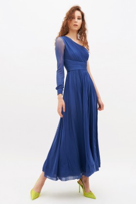 One-shoulder blue dress with long sleeve - Cristallini - Rent Drexcode - 2