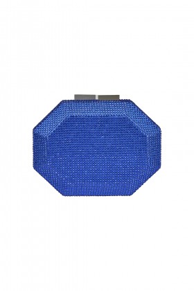 Octagonal clutch with electric blue microswarovski, - Anna Cecere - Rent Drexcode - 2