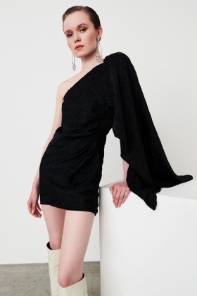 One-shoulder dress in silk jacquard - Nervi - Sale Drexcode - 1