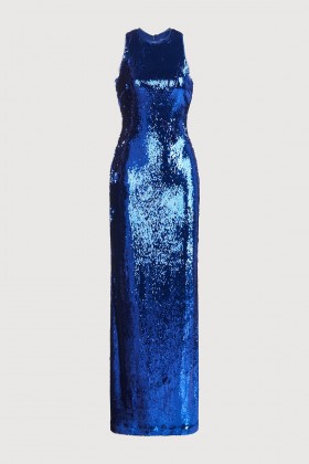 Blue halter neck dress - Halston - Rent Drexcode - 1