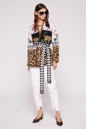 White cardigan with animal print - Hayley Menzies - Sale Drexcode - 1