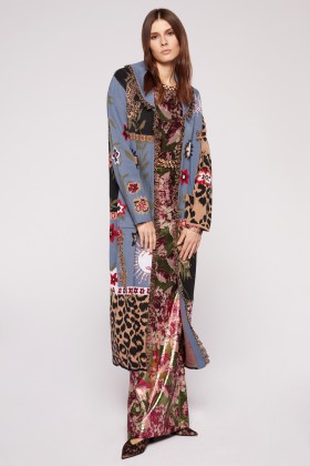 Blue duster coat with animal print, - Hayley Menzies - Sale Drexcode - 1