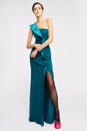 One-shoulder long teal dress - Kathy Heyndels - Rent Drexcode - 1
