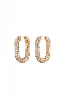 Golden oval earrings with zircons - Luv Aj - Rent Drexcode - 1