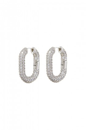 Silver oval earrings with zircons - Luv Aj - Rent Drexcode - 1