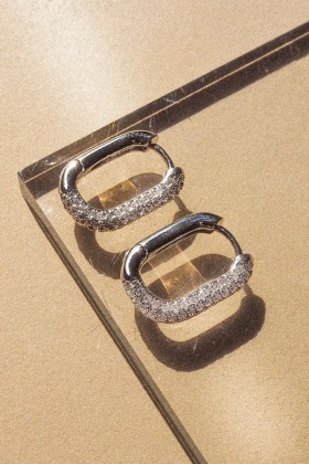 Silver oval earrings with zircons - Luv Aj - Sale Drexcode - 2