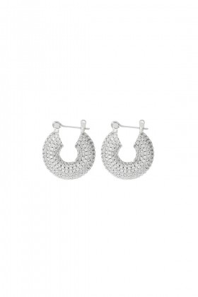 Silver domed earrings with zircons - Luv Aj - Rent Drexcode - 1