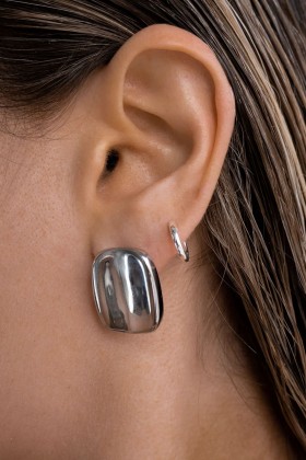 Silver rectangular earrings - Luv Aj - Rent Drexcode - 2