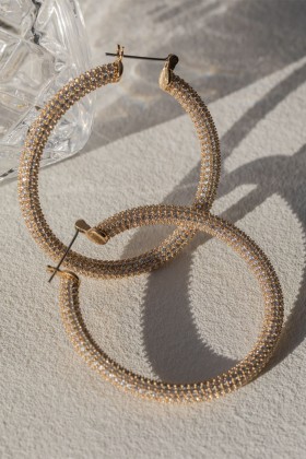 Golden hoop earrings with zircons - Luv Aj - Sale Drexcode - 2