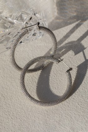 Silver hoop earrings with zircons - Luv Aj - Rent Drexcode - 2