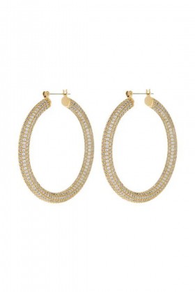 Golden hoop earrings with zircons - Luv Aj - Rent Drexcode - 1