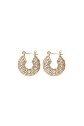 Golden domed earrings with zircons - Luv Aj - Sale Drexcode - 1