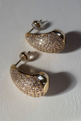 Golden drop earrings with zircons - Luv Aj - Sale Drexcode - 2