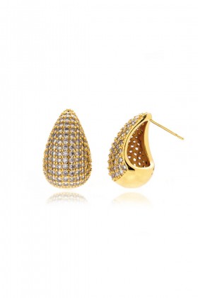 Golden drop earrings with zircons - Luv Aj - Rent Drexcode - 1