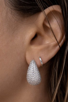 Silver drop earrings with zircons - Luv Aj - Sale Drexcode - 2
