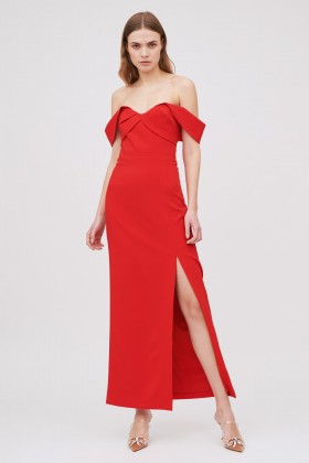 Red neckline dress - ML - Monique Lhuillier - Rent Drexcode - 1