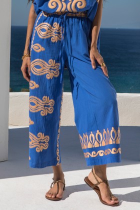 Blue and salmon trousers - Nema - Sale Drexcode - 1